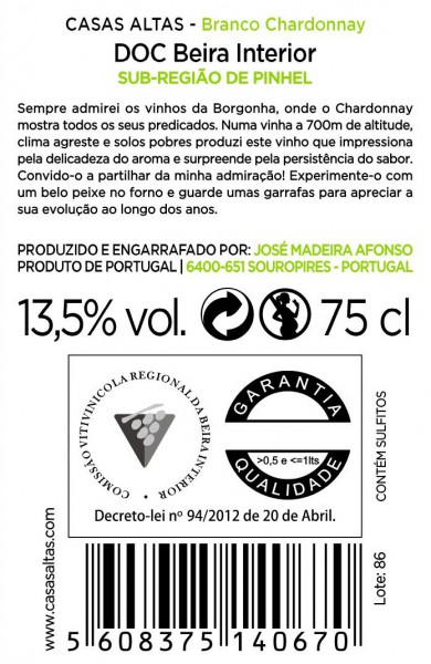 Branco Casas Altas Chardonnay 2020